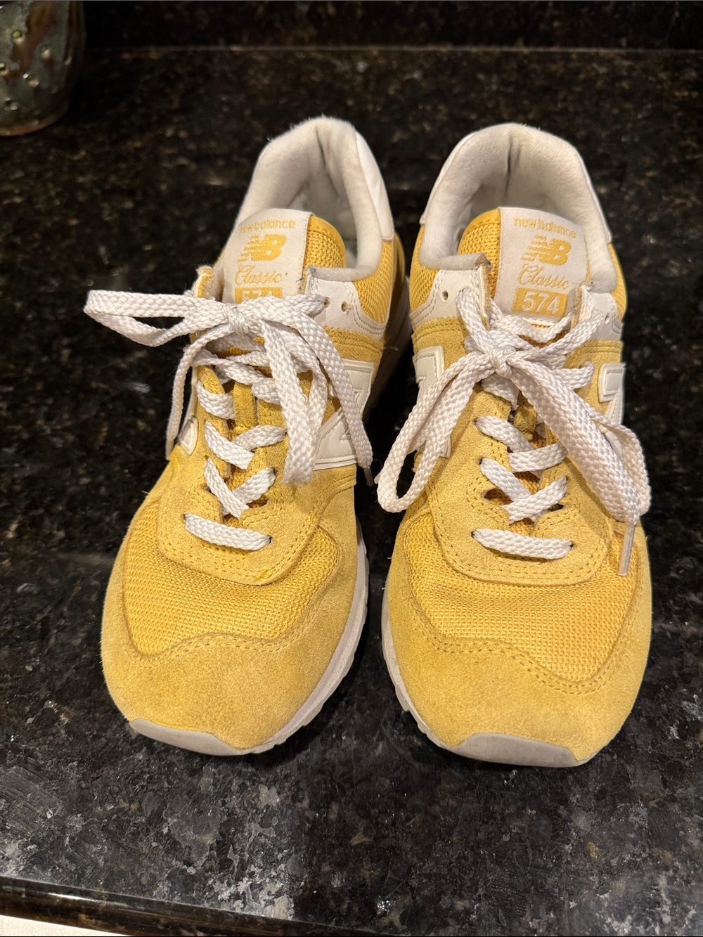 New Balance Yellow and White 574 Women's Sneakers